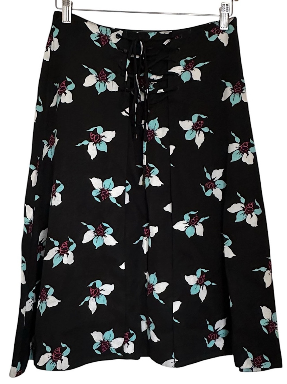 Maeve Anthropologie Women’s 4/P Zadie Lace Up Skirt Floral Midi Viscose A-Line